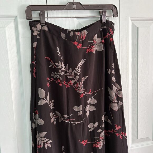 Putumayo Maxi Skirt Medium Dark Romantic Black Leaves Elastic Waist Grunge Fairy - Picture 2 of 13